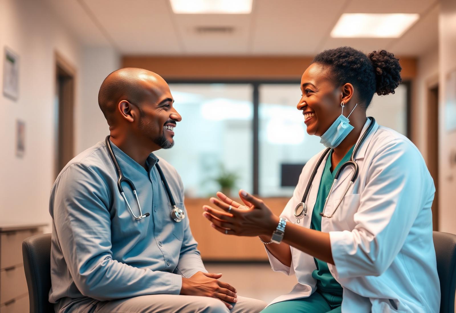 Clinician discussing treatment options with a patient